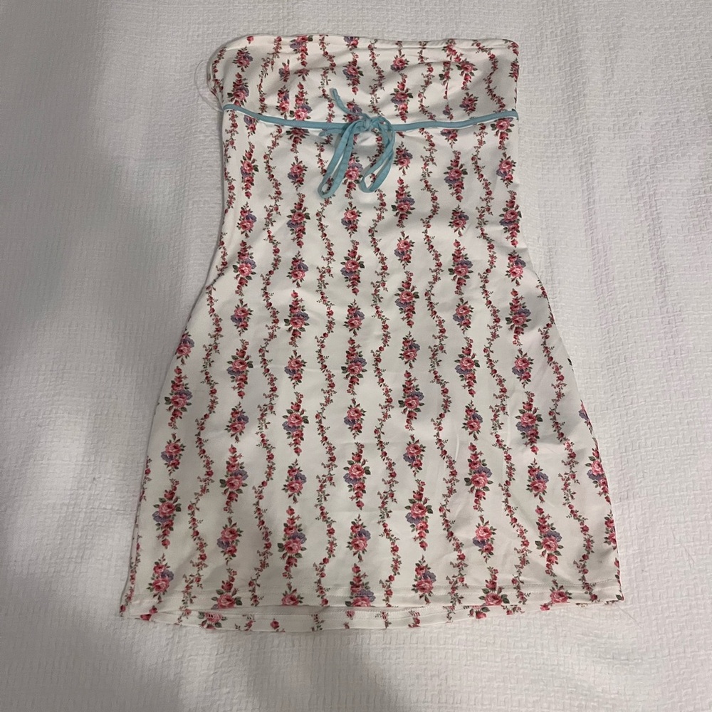 Floral Print Strapless mini dress